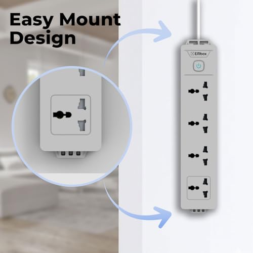 Image of EMBOX Extension Board 5 Meter Cable | Extension Board with Switches, 4 Universal Sockets LED Indicator | 1500W Extension Cord
