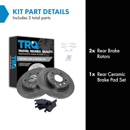 Image of TRQ Rear Brake Pad and Rotor Set Ceramic Solid Rotors
