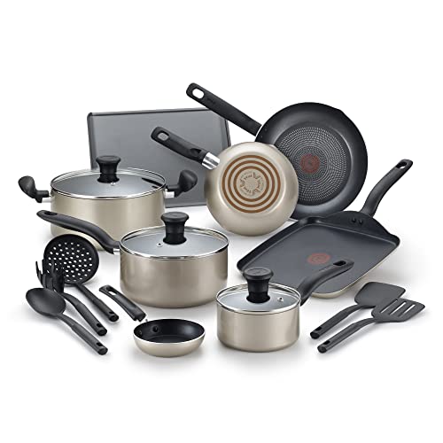 La Mejor Lista de Bateria T Fal Walmart - 5 favoritos. 47 T-fal Batería de Cocina de 16 piezas Culinaire Champán con Antiadherente Proglide, B059SG64