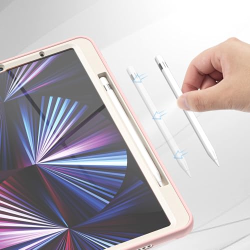 Funda para iPad Pro 12.9 rosa con soporte giratorio 360 y protector de pantalla 7