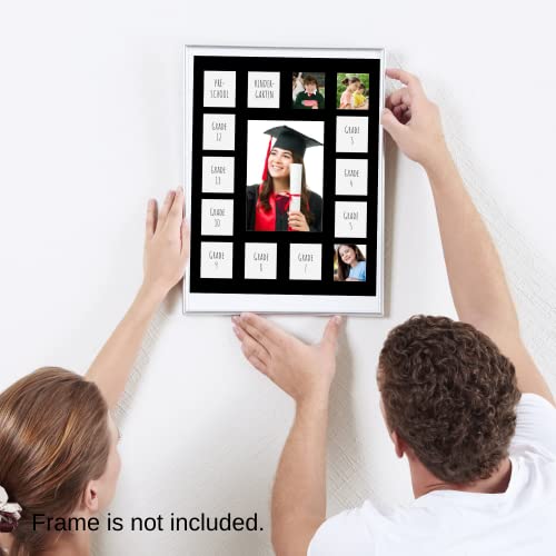 Vudeco School Picture Frame Pre-K 12-11X14" 15 Photos School Days Photo Collage-No Frame-Pre K School Kindergarten To 12Th Grade School Photo Book School Photo Frame K-12 Mat School Year Picture Album #TOP4