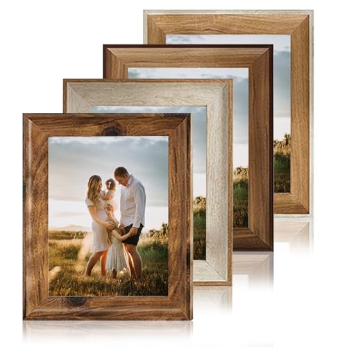hommova 4 Pack 6x4 Photo Frames, Wooden A6 Picture Frames for Wall Mount & Desk Stand (10x15cm)