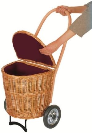 Andersen Wicker Shopping Trolley with Cream Fabric Size L