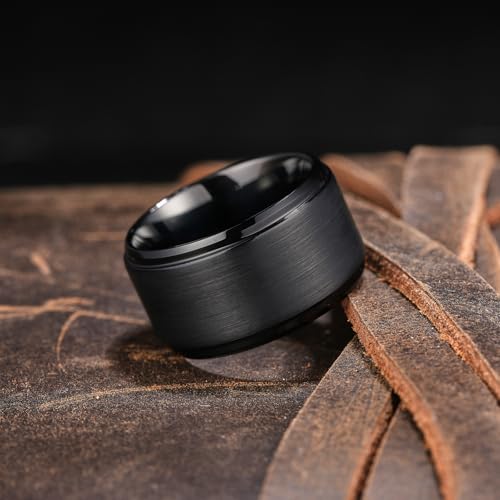 Image of King Will Classic Tungsten Wedding Band for Men, 6 /7 /8 /9 /10mm Widths, Polished Finish Step Edge Matte Rings Comfort Fit