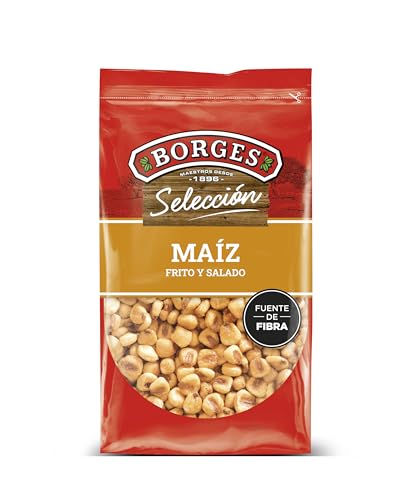 Borges - Maíz Frito Tostado Selección Borges - Con alto contenido en Fósforo, Magnesio, Hierro y Calcio - Frutos Secos sin Gluten, Sin Aceite de Palma, Vegano - 350 gramos.