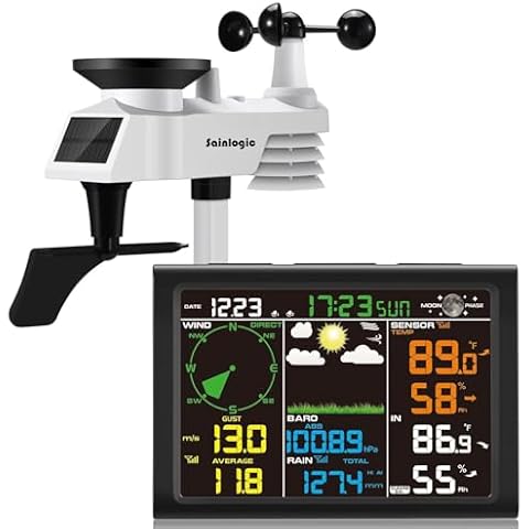 Sainlogic Wireless Weather Station with Outdoor Sensor, 8-in-1 Weather Station with Weather Forecast, Temperature, Air Pressure, Humidity, Wind Gauge, Rain Gauge, Moon Phrase, Alarm Clock (No WiFi) Cover