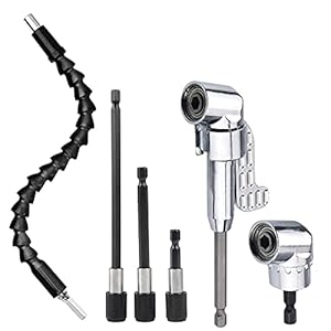 2 stuks 105° hoekopzetstuk voor accuschroevendraaier-adapter, 3 stuks 1/4 zeskantige schachtverlengstang, 1 stuks flexibele bithouder verlenging, voor elektrische boormachines