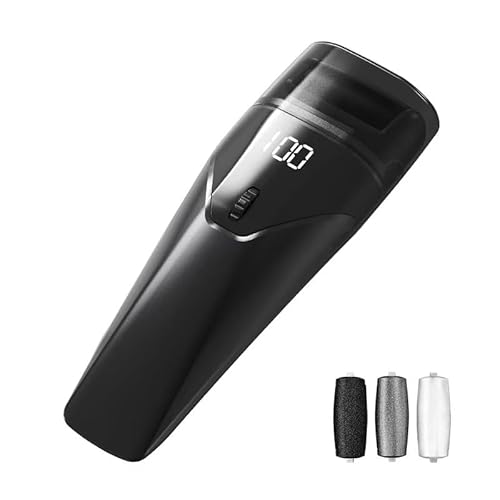 2025 New Electric Foot Grinder, Electric Foot Callus Remover, exfoliating Foot Skin Repair Machine, 100 Speed Endless Speed, Auxiliary Lighting, 3 Heads (Thick, Medium and Thin) (Black)