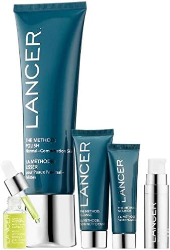 Lancer Skincare Heroes Set Includes The Method Polish (Full Size), The Method Cleanse, The Method Nourish, Eye Contour Lifting Cream with Diamond Powder and Omega Hydrating Oil