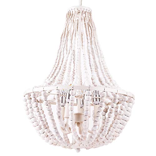 Morden Fort White Beaded Chandelier 5 Light For Living Bed Dining Room #TOP1