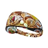 Hermosa diadema con estampado de desayuno para deportes, cómoda y versátil para verano, ciclismo, yoga y mucho más