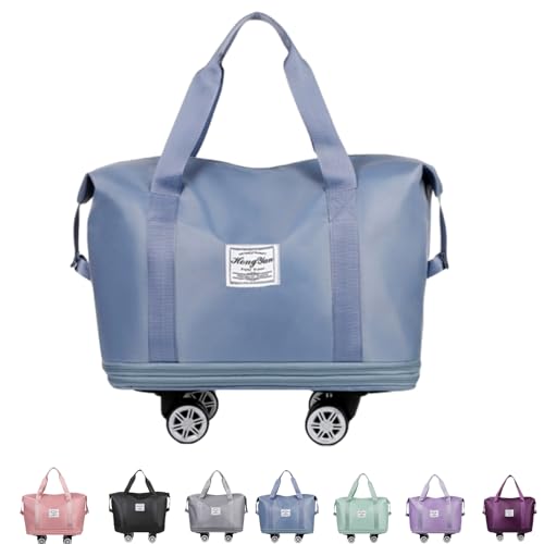 Kulken Travel Bag with Removable Wheels, 2025 New Large Capacity Travel Bag - Universal Wheel Removable(Blue)