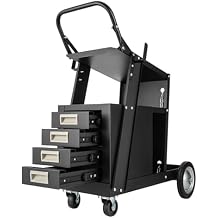 SmarketBuy Welding Cart with Drawers, Mig Welder Cart 265 Lbs Capacity, Weld Cart for TIG MIG Welder and Plasma Cutter with 4 Drawers and 2 Safety Chains