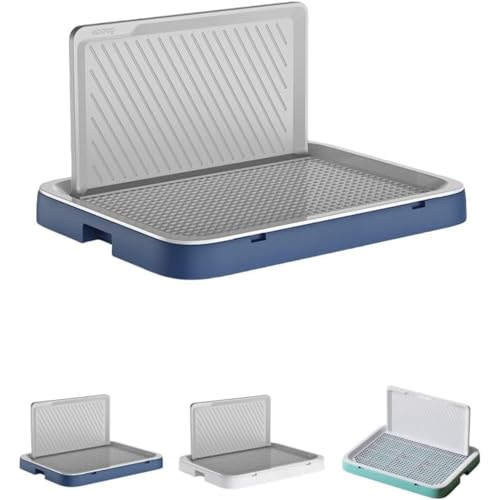 犬用トイレトレー 壁付き メッシュ付き しつけ・トレーニング用 おしっこ飛散防止・シーツ破れ防止 丸洗い可能 滑り止め 屋内/屋外兼用 お手入れ簡単 (特大,ブルーグレー)