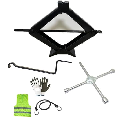 DESCRIZIONE PRODOTTO: - KIT EMERGENZA STRADALE PER AUTO - OMAGGIO COME IN FOTO! - 1° ARTICOLO= CRIC A PANTOGRAFO PER AUTO DA 2 TONNELLATE - REGOLAZIONE FLESSIBILE - ALTEZZA MINIMA DI ALZATA: 100MM - ALTEZZA MASSIMA DI ALZATA: 440MM - Base in acciaio che permette un ancoraggio perfetto al suolo - asta girevole PER SOLLEVAMENTO PNEUMATICI GOMME RUOTE AUTO - compatto quando è chiuso - solleva fino a 2.000 kg = 20 quintali = 2 tonnellate - omologato - facile da usare - pronto
