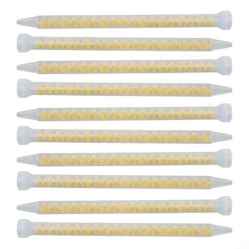 Pumixiy Epoxy Resin Mixing Tube 10-18, 10 Pcs AB Glue Static Mixer Nozzles for Two Component Adhesives, Caulk Applicator Tips for Masonry Projects(B)