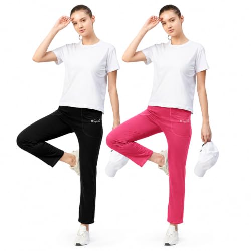 Image of Pinkmint Women Combo Track Pant l Pure Cotton Pyjamas l Fancy Pocket Trouser l Gym, Regular Home Wear (Pack of 2)