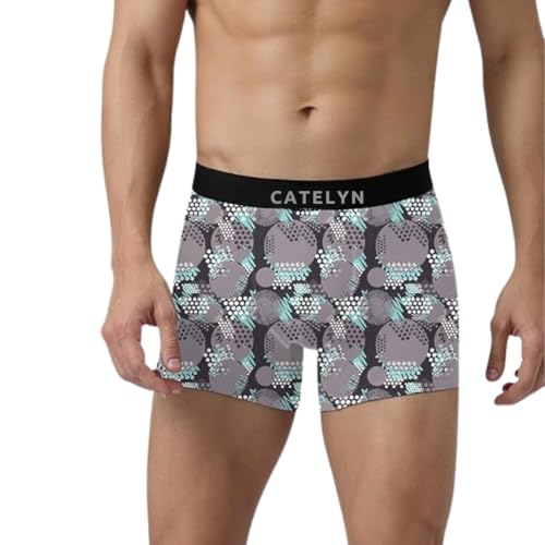 Image of CATELYN Printed Men's Extra Thin Elastic Ice Silk Underwear - Long, Comfortable, Breathable Boxer Brief Trunks, Smooth Fabric (Pack of 3)