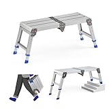 Loyoda Folding Work Platform for Adults, Aluminum Foldable Step Stool Adjustable Height, Lightweight and Durable Portable Outdoor Aluminum Step Ladder, Maximum Load Capacity of 500 Pounds.