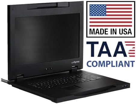 KVM Console 17.3 Full HD - Made in USA - TAA Compliant - 1U Rackmount Console Rack - Server Rack Mount Monitor with 1920 x 1080 Resolution - Rackmount Monitor with VGA & Display Port by Uptyma