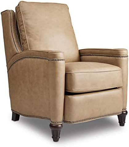 Hooker Furniture Rylea Leather Recliner in Beige and Dark Wood