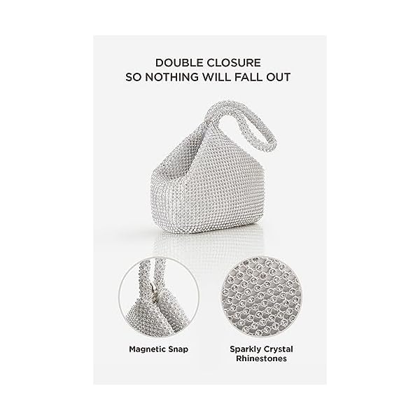 BABEYOND 1920s Flapper Handbag Clutch Gatsby Crystal Handbag Roaring 20s Evening Clutch Bag 1920s Gatsby Costume Accessories (Silver) - Image 3