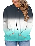 VISLILY 4X Hoodies for Women Plus Size Casual Sweatshirts with Kangaroo Pockets H 26W