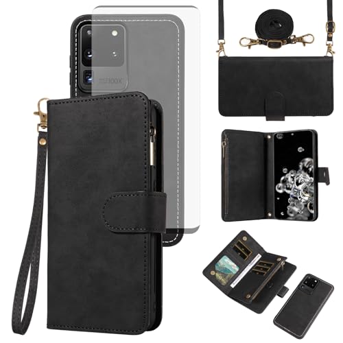 Étui portefeuille Samsung S20 Ultra 5G antichoc anti-rayure avec cordon épaule femme