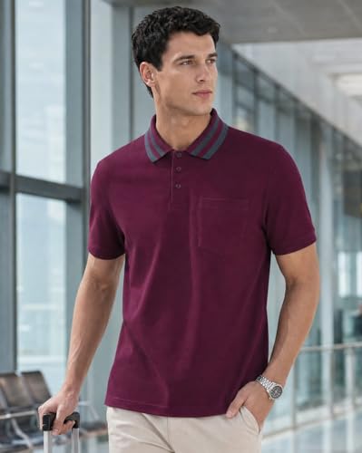 Image of Nobero Striped Collar Regular Fit Polo T Shirt for Men | Polo t-Shirts for Men | Regular Fit | Striped Collar | Premium Fabric | Casual & Smart Casual