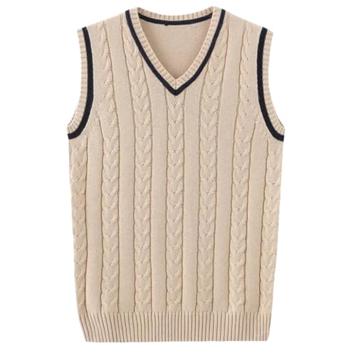 Fulbant Men'S Golf Sleeveless Knitted Sweater Vest V-Neck College Style Sweater Vest2