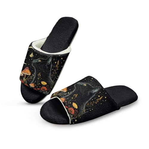 Fuzzy Slippers Slip-On Flannel Slide Sandals Lightweight Soft House Shoes Open Toe Slippers for Women