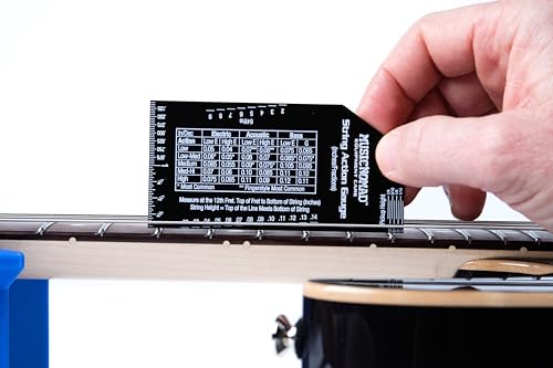 musicnomad precision string action gauge ruler for string height- metric sae 64ths mn602