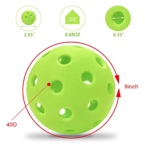 Eupboron 12 Pack Pickleball Balls Outdoor 40 Holes Training Pickle Ball #TOP1