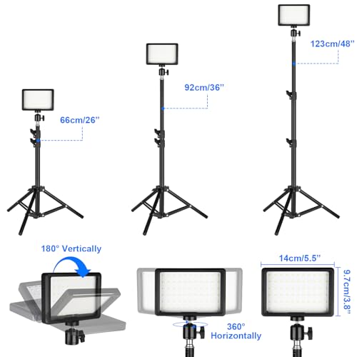 Ci-Fotto LED Fotolicht Video Licht 2-Pack, Dimmbare 5600K USB LED-Videoleuchte Dauerlicht die Fotografie mit Stativ und Farbfiltern für Fotostudios, YouTube, TikTok, Videoaufzeichnung, Game-Streaming