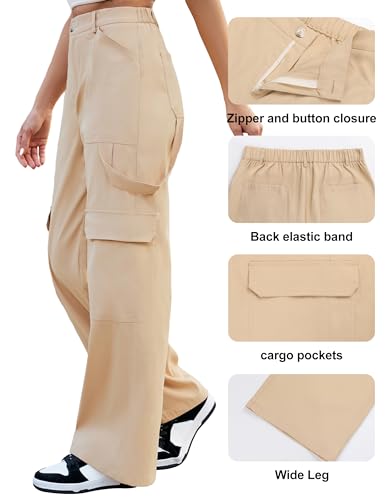 Blooming Jelly Women High Waisted Cargo Pants Wide Leg Baggy Waistband Y2k Pants with Multiple Pockets3