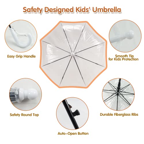 Llanxiry Umbrella Kids Clear Bubble Auto Open Umbrellas For Rain Children's Safe Transparent Dome Waterproof Stick Lightweight Umbrella For Boys Girls (Clear-White) #TOP3