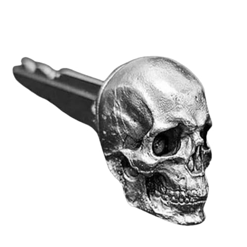 Coque de clé en forme de tête de mort en métal, accessoire décoratif élégant, boucle de rechange pour clés en forme de crâne, pour moto, femme et homme, Coque de...