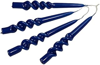 G Decor Set of 4 9-inch Spiral Twisted Hand Dipped Candlesticks Taper Church Dinner Candles (Royal Blue)