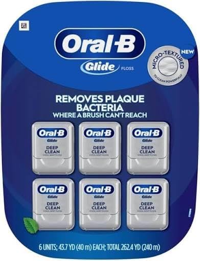 Glide Oral B Pro Health Deep Clean Floss, Mint, Set of 6 (40 Meters each) Direct Shipping