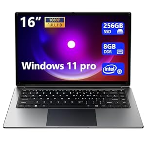 Morostron – Ordenador portátil de 16 pulgadas, 8 GB DDR y 256 GB SSD ampliable a 1 TB, procesador de cuatro núcleos Pentium hasta 2,64 Hz, batería de 9000 mAh WiFi a doble