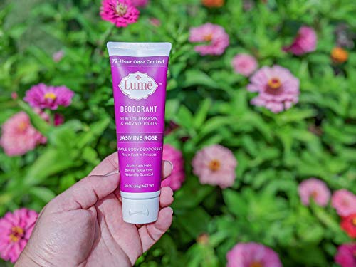 Lume Natural Deodorant - Underarms and Private Parts - Aluminum Free, Baking Soda Free, Hypoallergenic, and Safe For Sensitive Skin - 3oz Tube Two-Pack (Jasmine Rose)