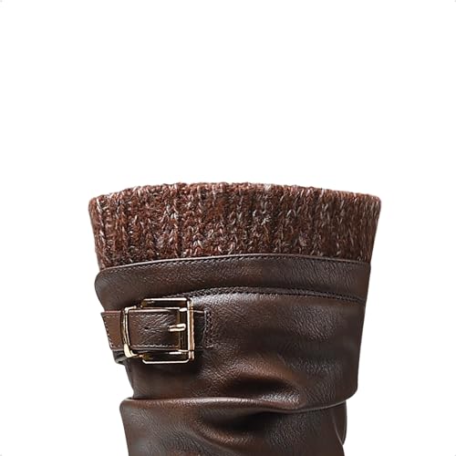 DREAM PAIRS Girl's Faux Fur Lined Knee High Winter Riding Boots(Toddler/Little Kid/Big Kid),Size 1 Little Kid,BROWN,KLOUCH by DREAM PAIRS - Used condition - Image 3
