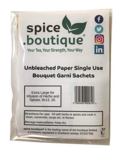 .boutique, Spice.boutique - Bolsas de papel biodegradable sin blanquear para ramo de garni, hierbas y especias (13 x 9 cm), 20 unidades