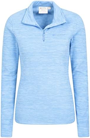 Mountain Warehouse Snowdon Womens Fleece Top - Warm Pullover, Lightweight Sweater, Half Zip, Breathable Ladies Tee, Quick Drying - for Spring, Walking, Travelling Corn Blue 6