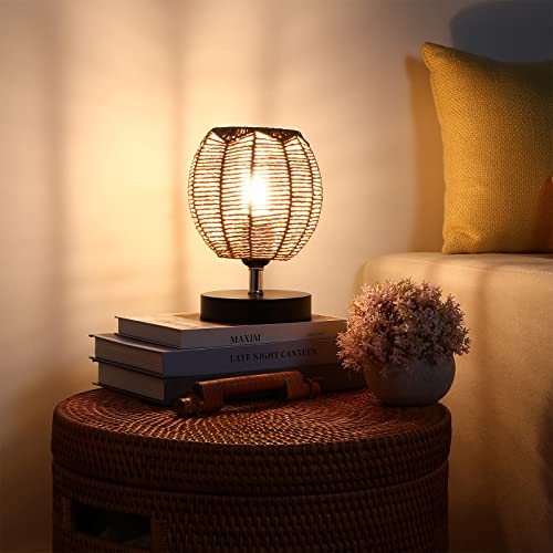 Image of Small Wicker Lamp Shade for Hanging Lamp, 5.5Inch Woven Pendant Rattan Light Fixture Shade for Living Room Bedroom Restaurant Ceiling (15 x 15 cm)
