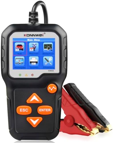 KONNWEI KW650 6V 12V KFZ Batterietester Ladesystem Analysator Farb-LCD-Display Lichtmaschine Batterieladetester für Motorrad-LKW SUV-Bootsjachtbatterien
