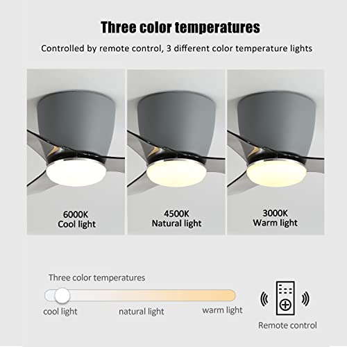Gesum Ceiling Fan With Lights Remote Control, 22 Lnch Small Modern Indoor Ceiling Fan With 3 Reversible Blades, Low Profile Ceiling Fan For Kitchen Bedroom Dining Room, 3 Colors, 6 Speeds, Gray #TOP2