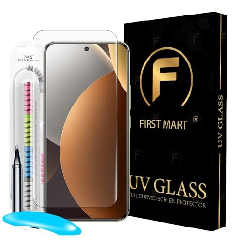 Image of FIRST MART Military Grade UV Tempered Glass for Redmi Note 15 Pro | With Edge To Edge Screen Coverage, Cable Protector and Easy Installation Kit | Black