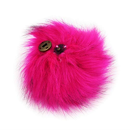 12pcs DIY Knitting Hats Accessires - Faux Fake Fur Pom Pom Ball with Press Button (Hot Pink)