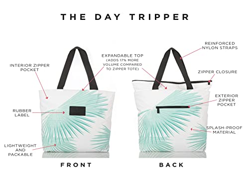 Aloha Collection Tropical Fan Palms Day Tripper Tote In Pool | Lightweight, Packable, And Splash-Proof Beach Tote Bag | Easy To Clean #TOP1